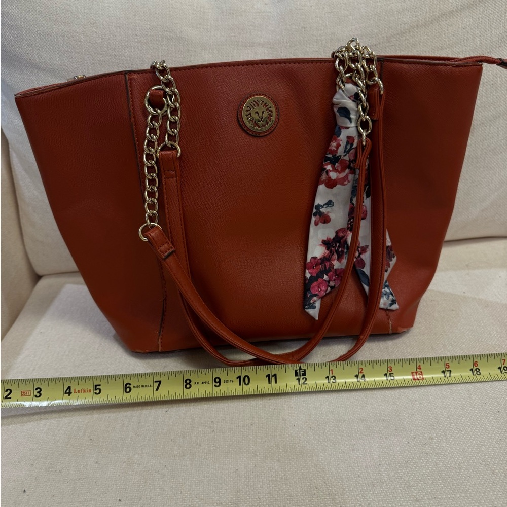 Anne Klein Women's Rust Tote Bag with Chain Straps